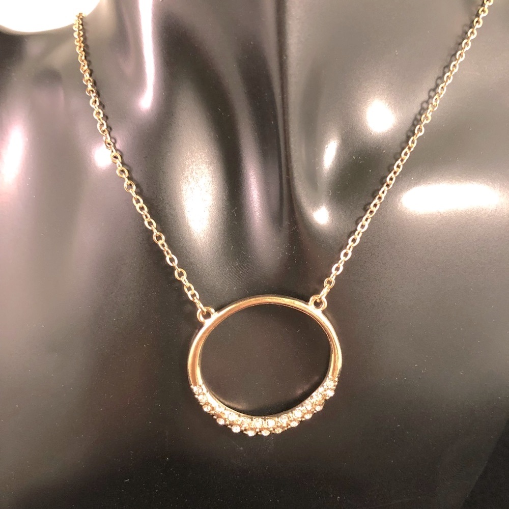 Gold Plated Necklace with Rhinestones